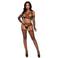 Leg Avenue fishnet top met jarretel, kousen en handschoenen zwart