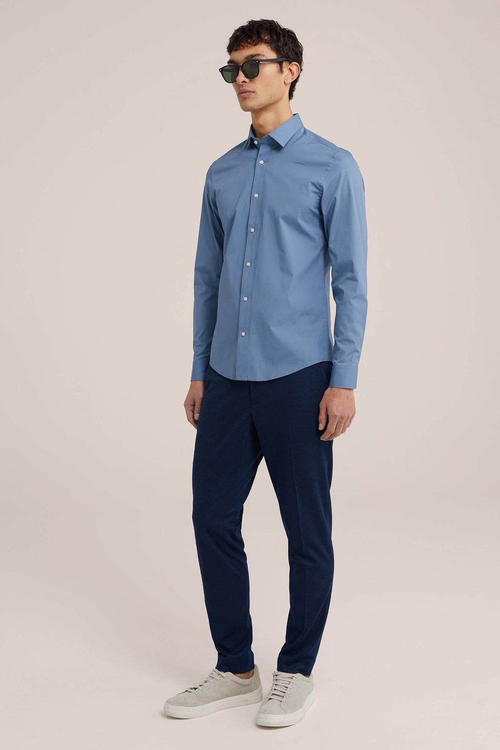 WE Fundamentals slim fit overhemd blue shadow