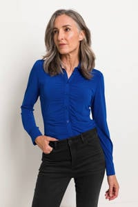 Claudia Sträter jersey blouse met plooien kobaltblauw