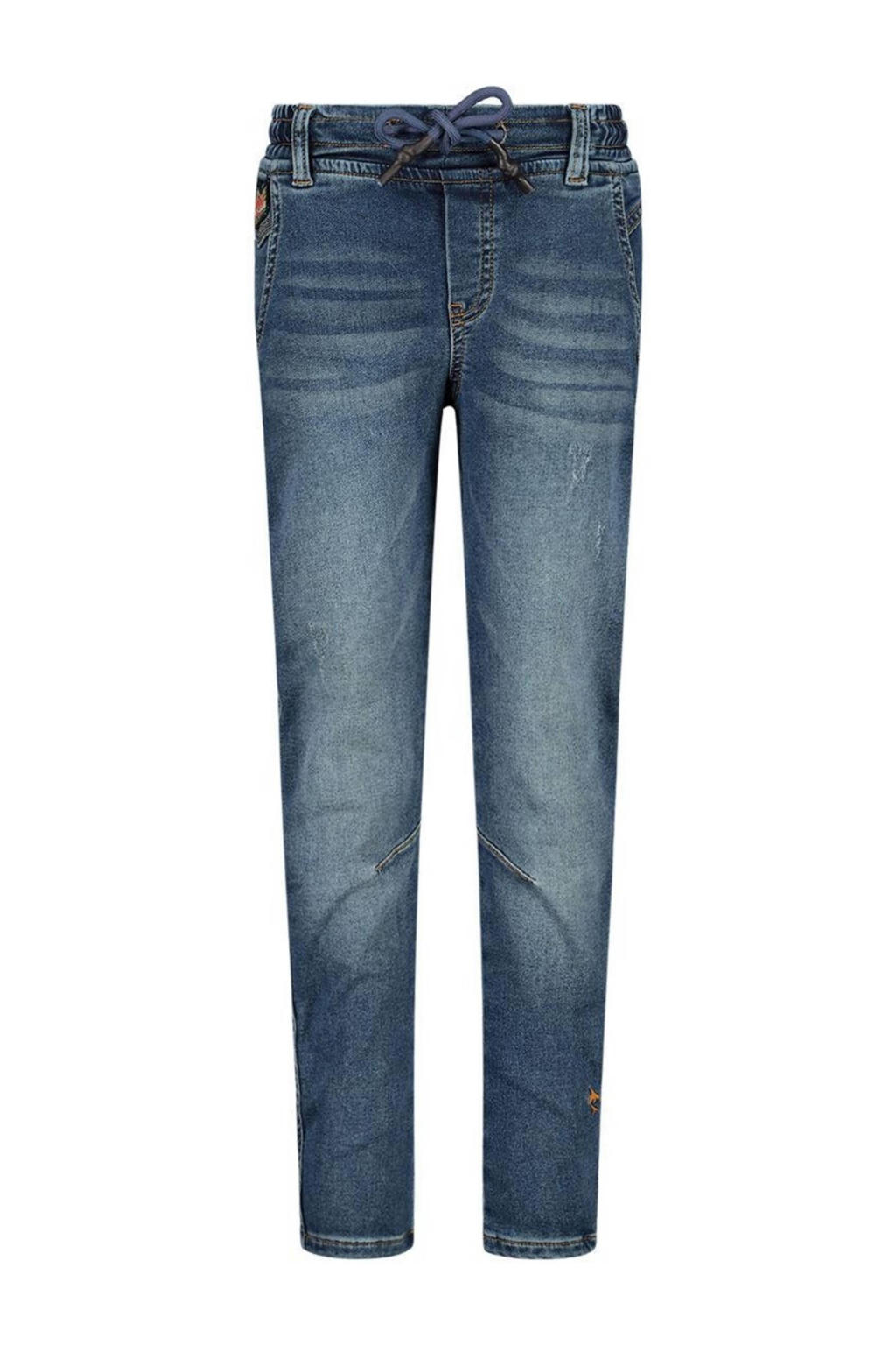 Blauwe jongens Wildfish regular fit jeans van stretchdenim met elastische tailleband met koord