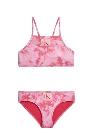 tie-dye crop bikini roze