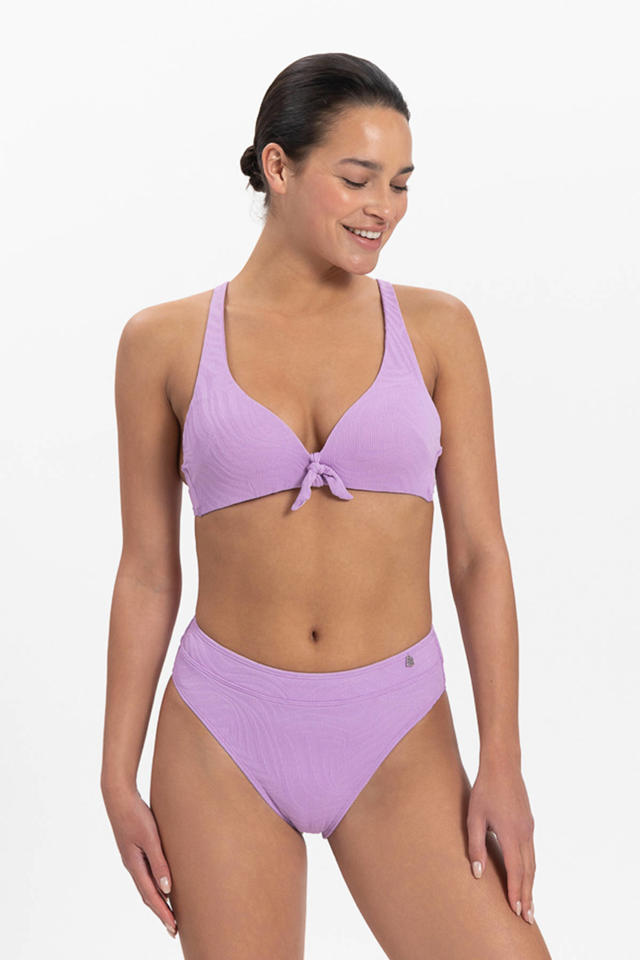 stoeprand privacy Gang Beachlife high waist bikinibroekje met textuur paars | wehkamp