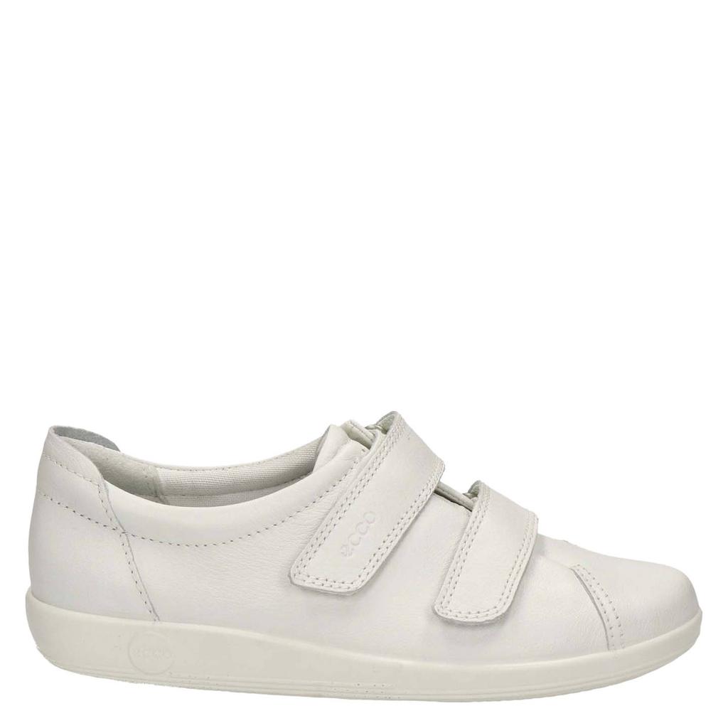 Ecru dames Ecco Comfort Soft 2.0 leren klittenbandschoenen