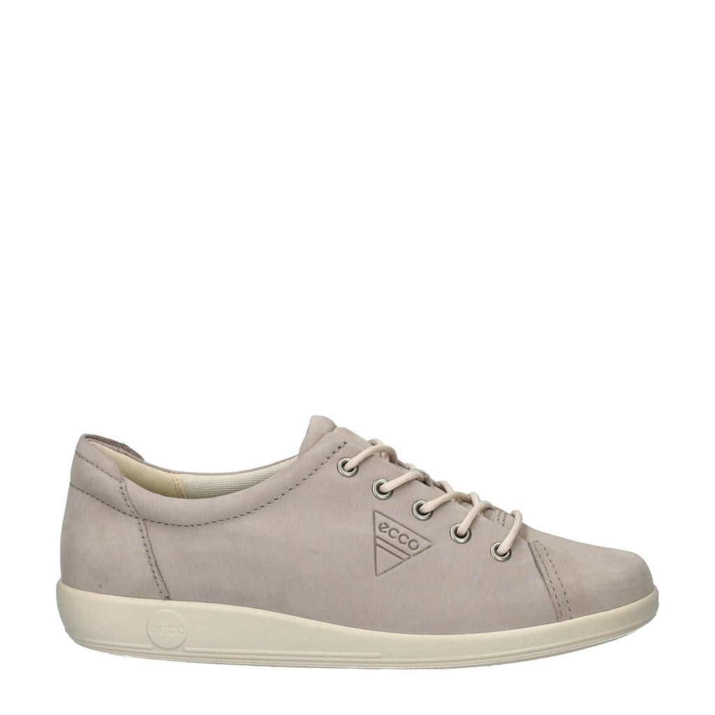 Taupe dames Ecco Soft 2.0 nubuck veterschoenen