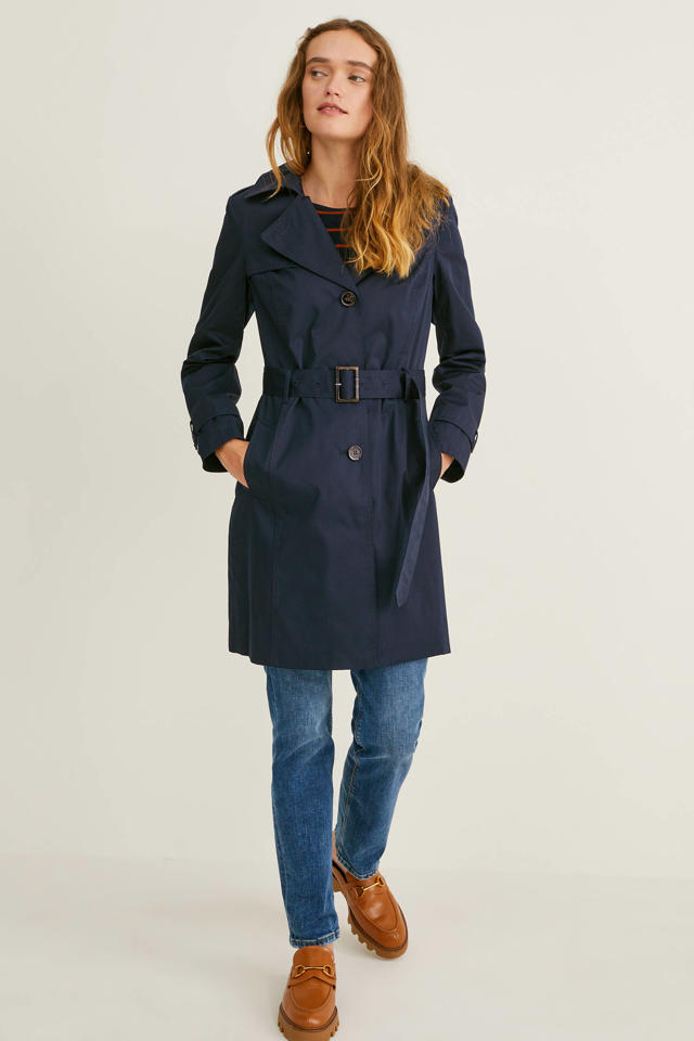 verpleegster Relatieve grootte serveerster C&A trenchcoat jas met ceintuur donkerblauw | wehkamp