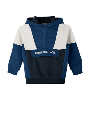 hoodie met tekst blauw/zwart/wit