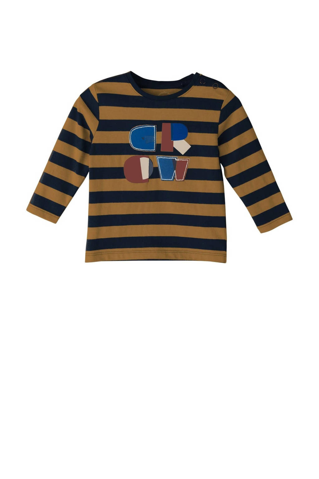 s.Oliver baby T-shirt met printopdruk bruin/zwart
