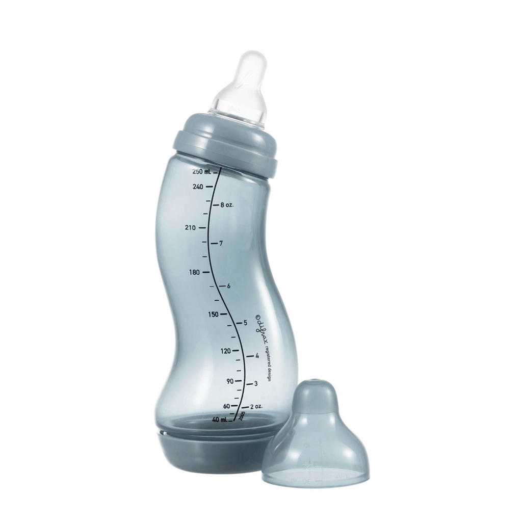 Difrax Natural S-Babyfles Anti Koliek - 250 ml - Grijs - Anti Colic tegen krampjes