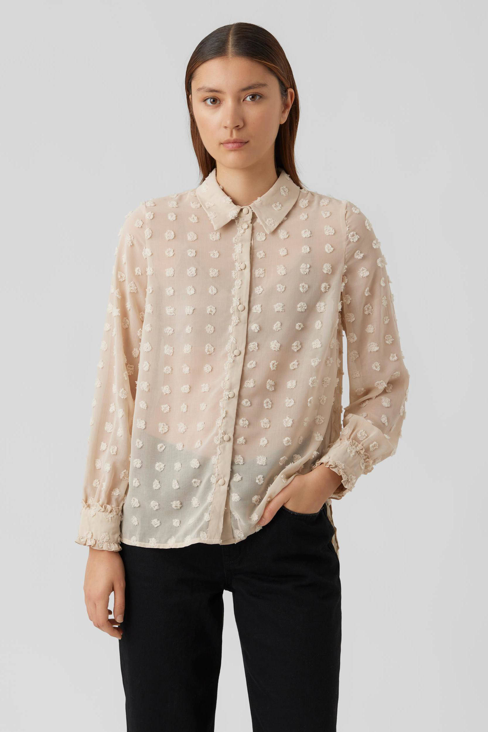 Mode Blouses Lange blouses Vero Moda Lange blouse wit casual uitstraling 