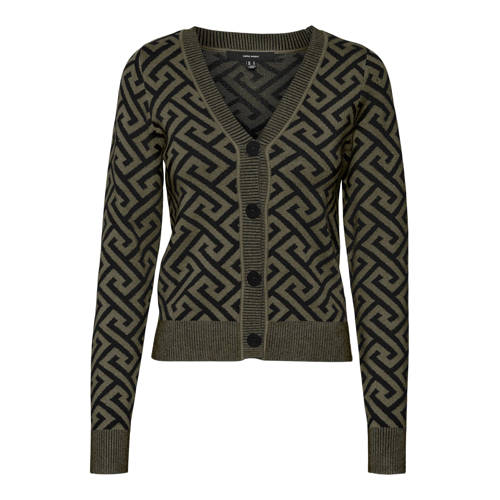 VERO MODA vest VMARIA met all over print donkergroen zwart