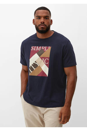 regular fit T-shirt Plus Size met printopdruk donkerblauw