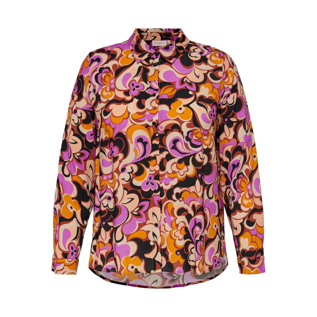 ONLY CARMAKOMA blouse met paisleyprint zwart/ paars/ oranje