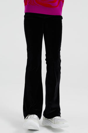 flared broek van gerecycled polyester zwart