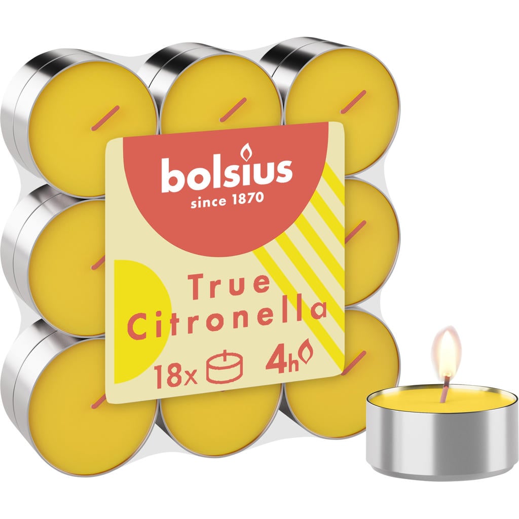 Bolsius waxinelichtjes Citronella doosje (set van 18)