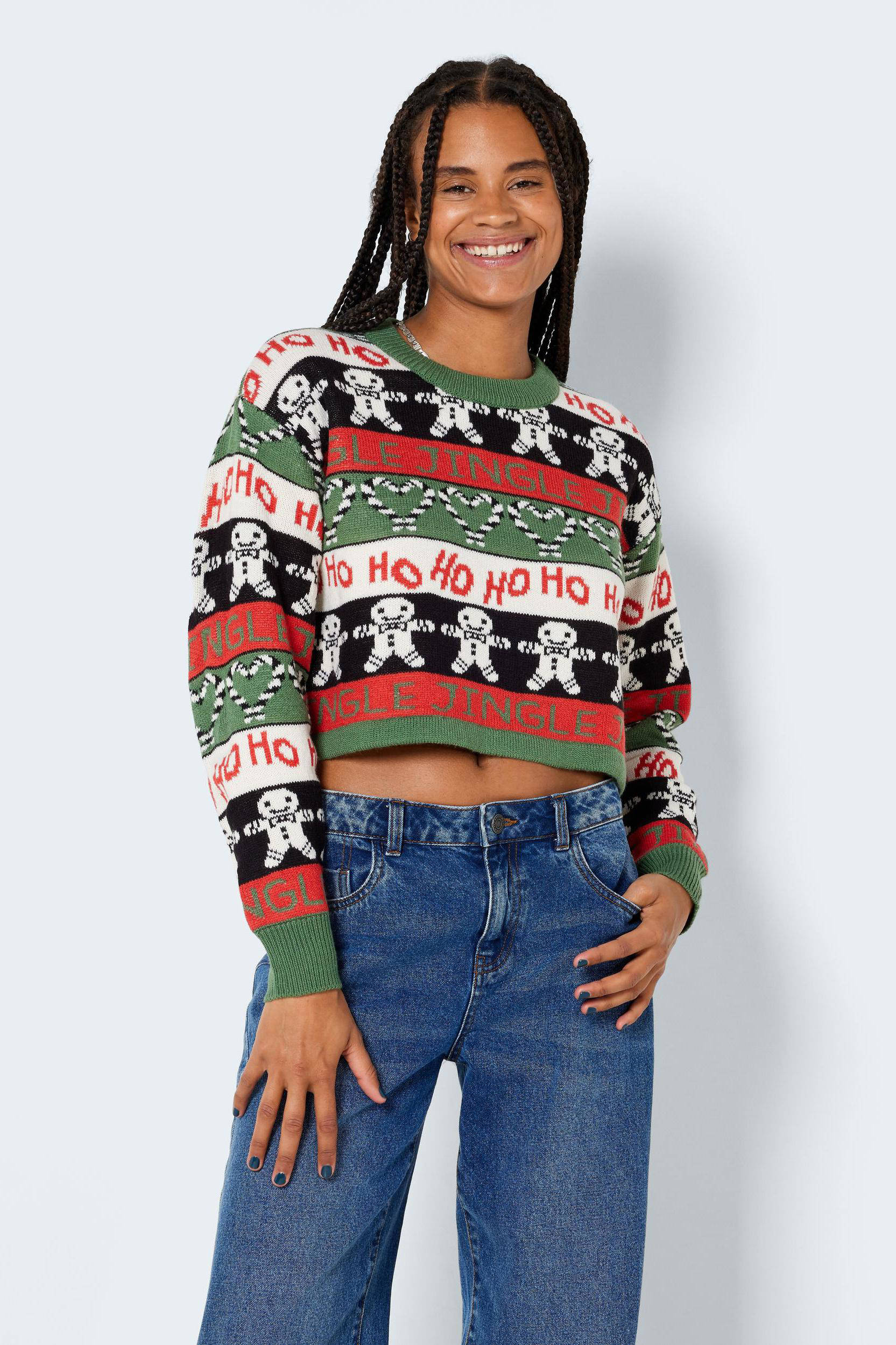 NOISY MAY kersttrui NMJINGLE met all over print groen | wehkamp