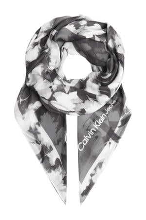 sjaal met all-over print zwart/wit