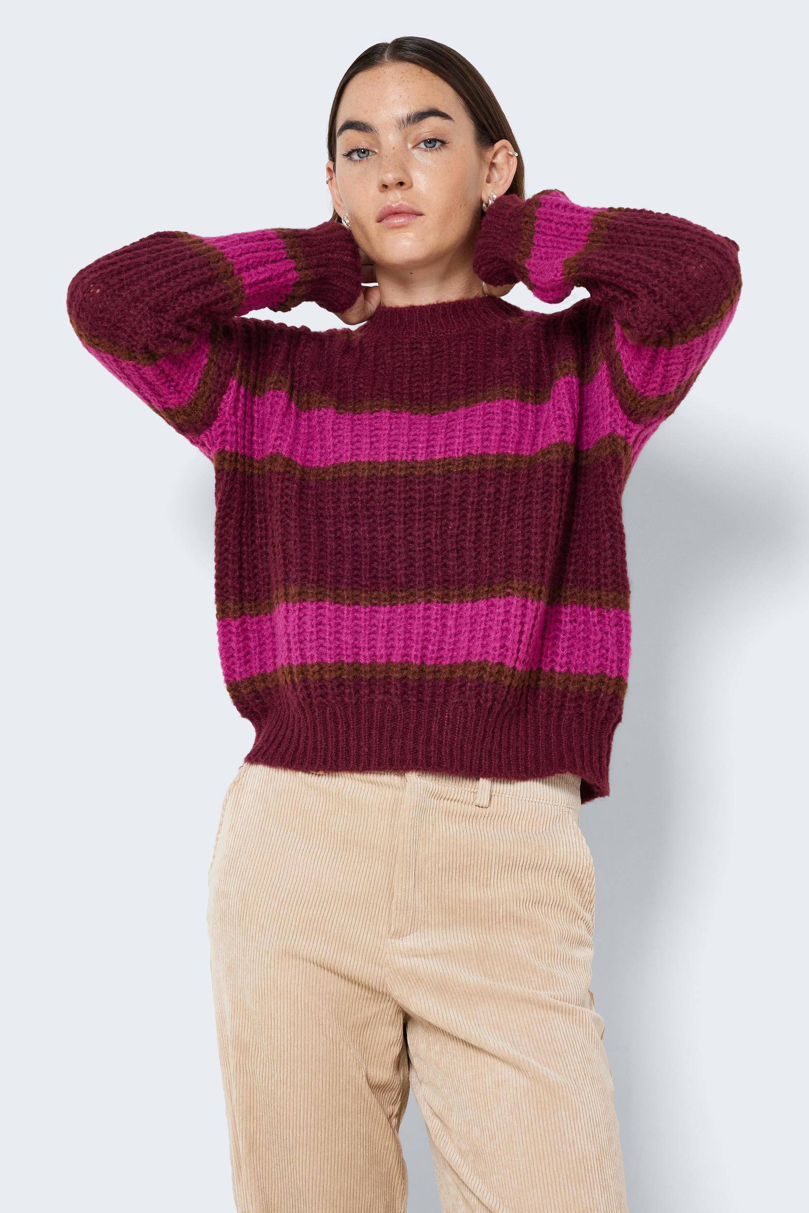 WEDNESDAY\u2019SGIRL Gebreide trui roze kabel steek casual uitstraling Mode Sweaters Gebreide truien WEDNESDAY’SGIRL 