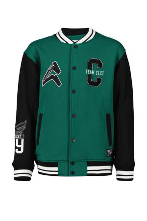 baseball jacket Stetson met printopdruk en patches donkergroen/zwart/wit