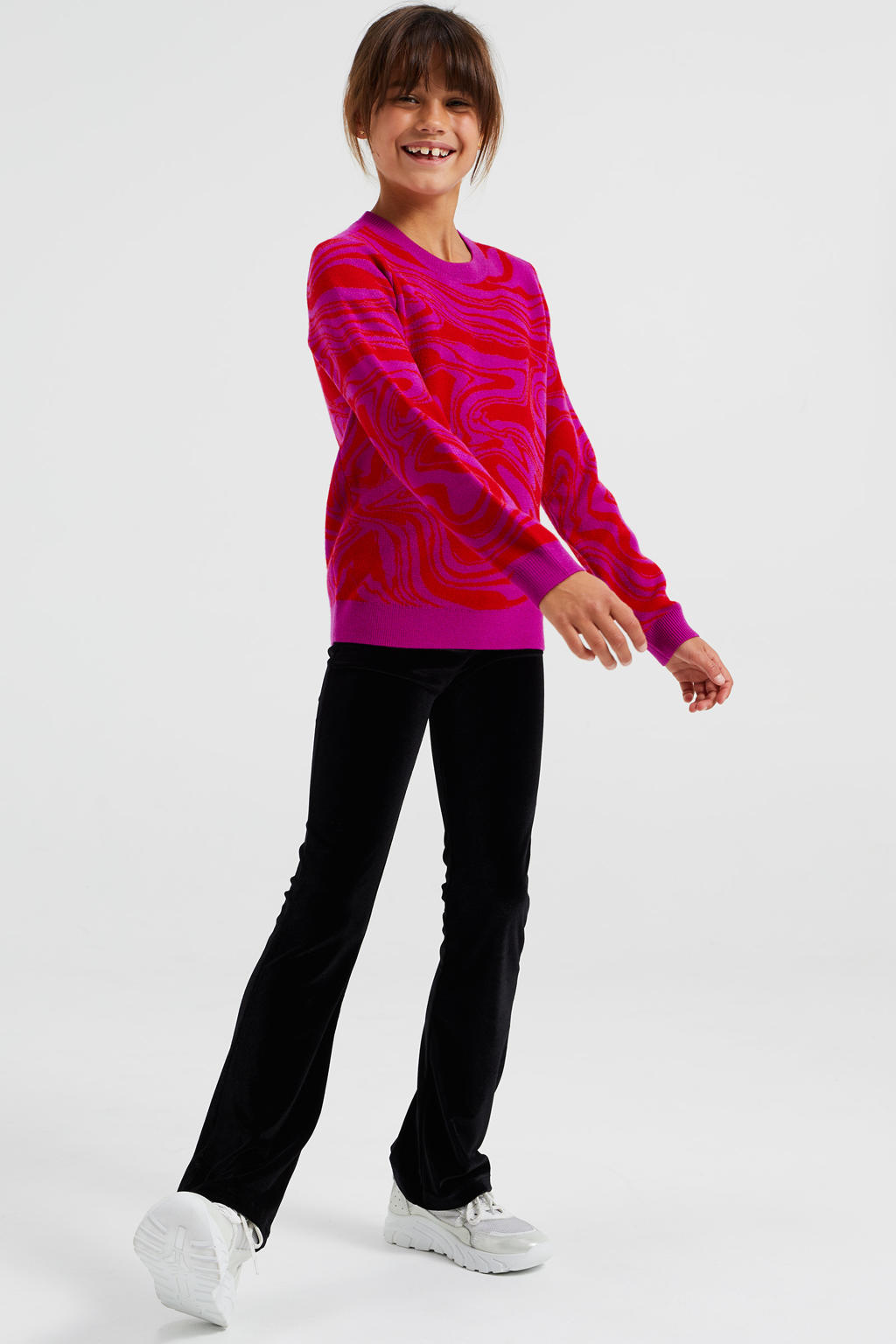 WE Fashion sweater met all over print fuchsia/rood