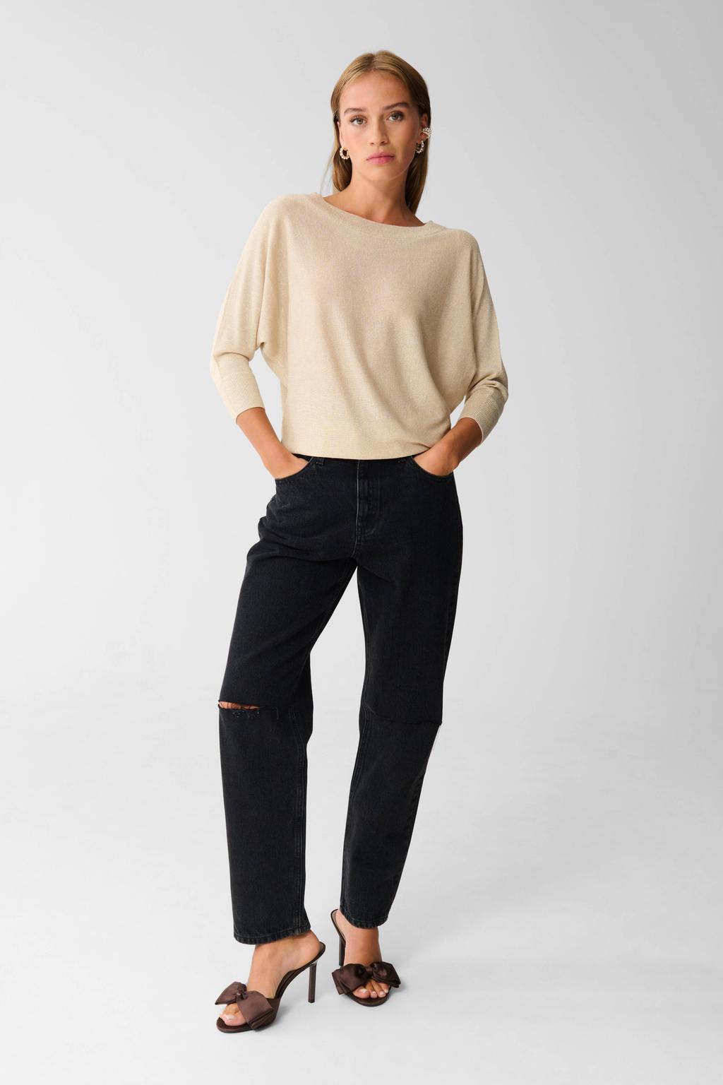 Shoeby top Glitter batwing zand