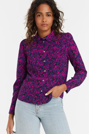 blouse VMSAGA van gerecycled polyester donkerblauw