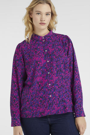 blouse VMSAGA met all over print paars/donkerblauw