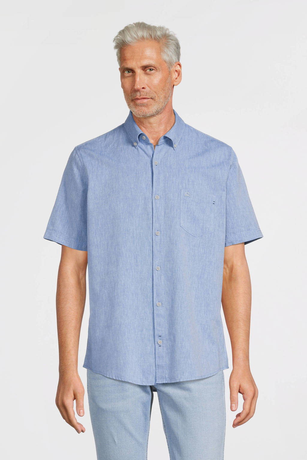 Octrooi Formulering Savant LERROS gemêleerd regular fit overhemd met linnen light blue | wehkamp