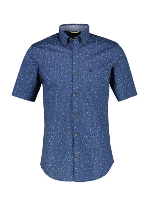 slim fit overhemd met all over print travel blue