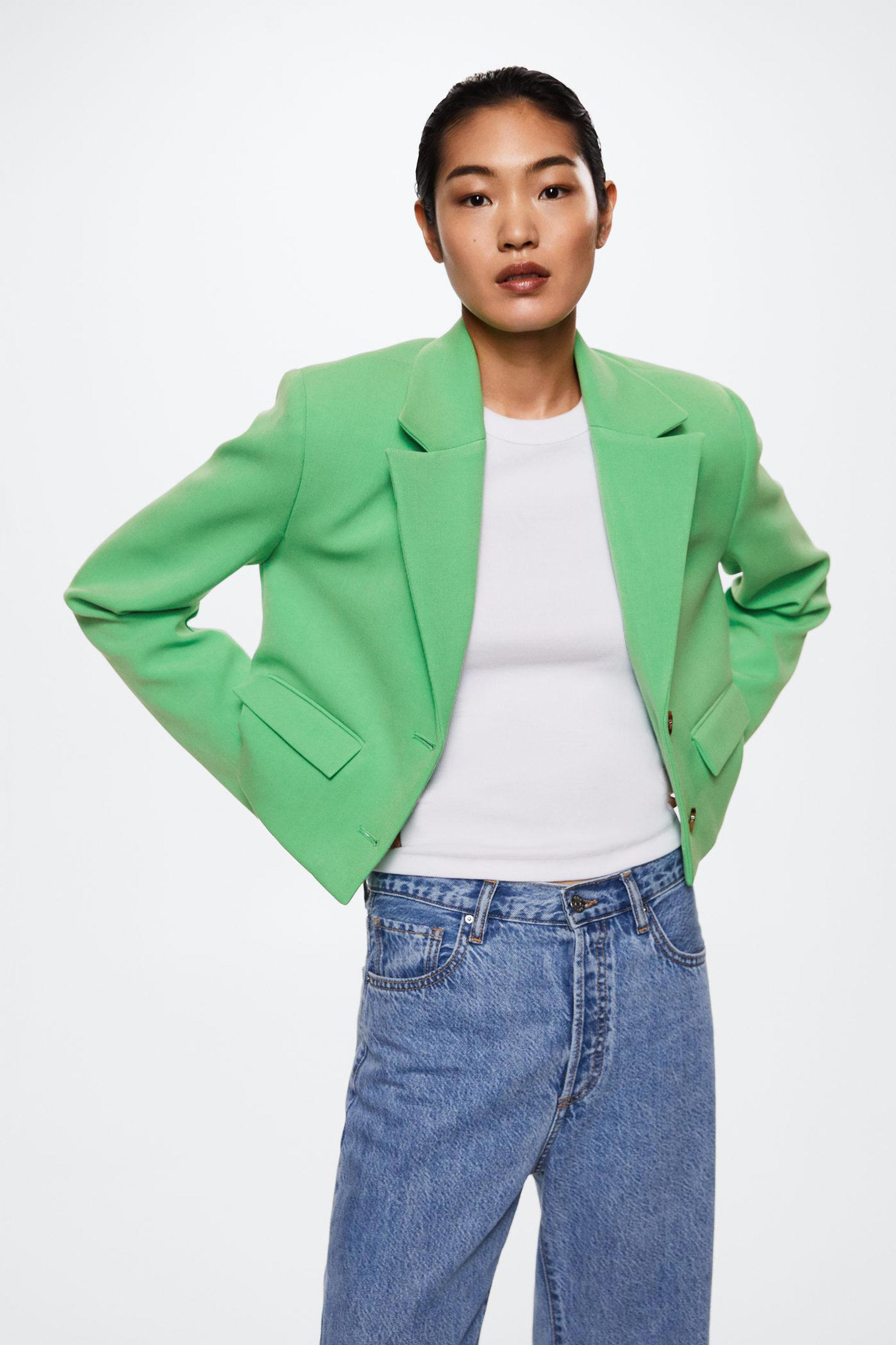 Mango korte blazer groen kopen? in huis wehkamp