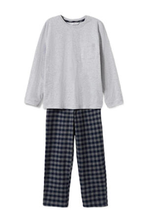   geruite pyjama grijs/donkerblauw