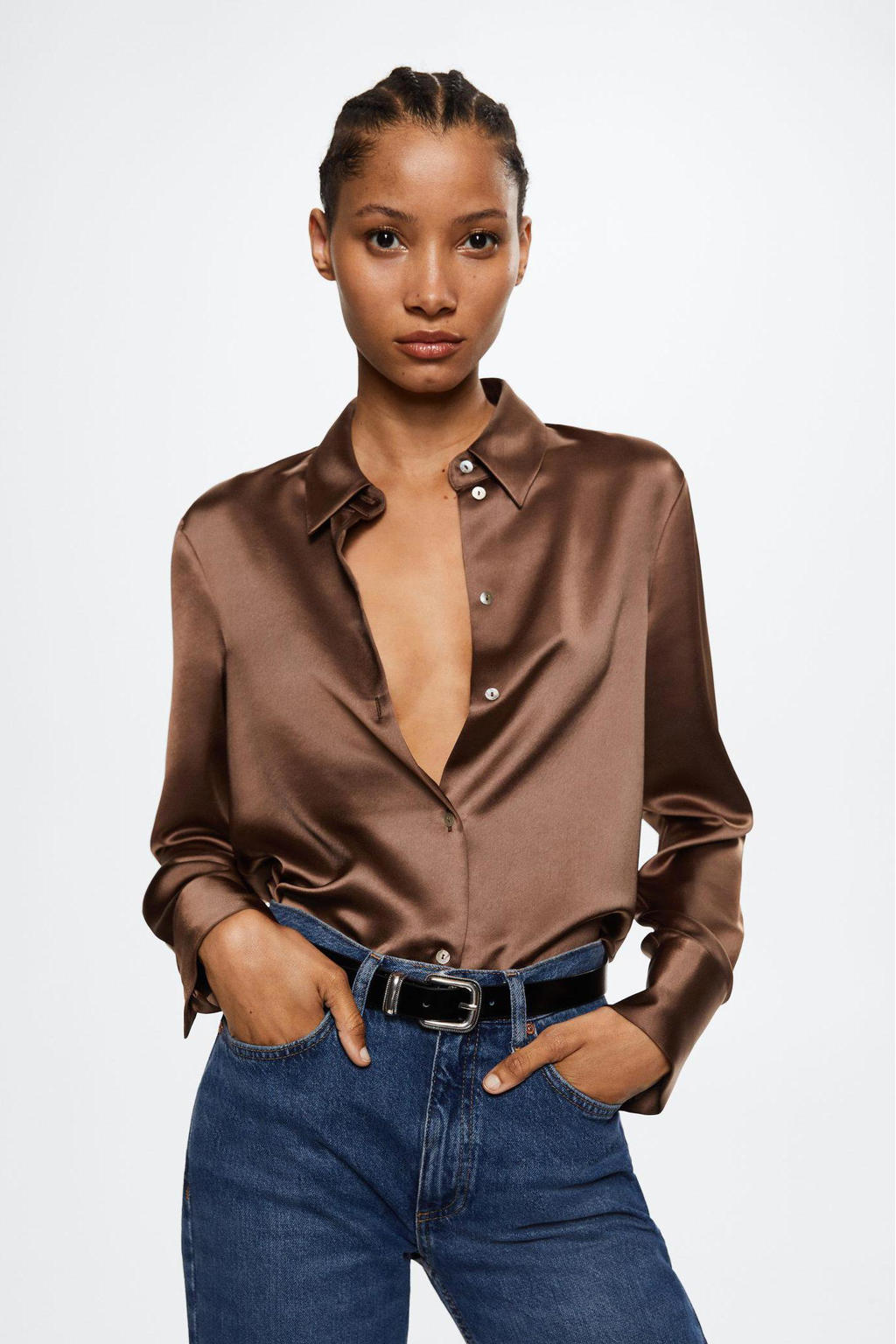 Mango blouse bruin kopen? in huis wehkamp
