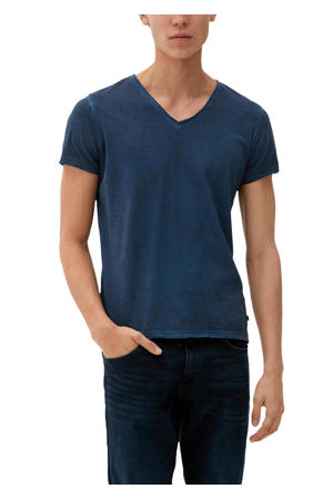 slim fit T-shirt donkerblauw
