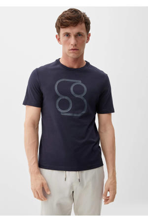 regular fit T-shirt met printopdruk blauw zwart