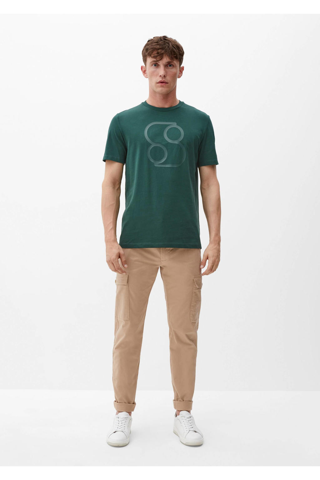s.Oliver regular fit T-shirt met printopdruk kakigroen