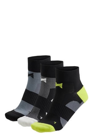 fietssokken - zwart/grijs/limegroen (set van 3)