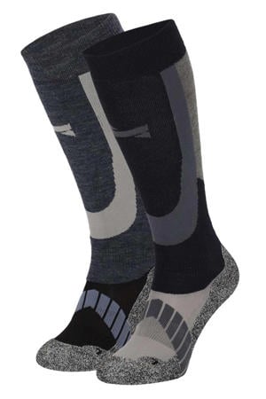 skisokken - zwart/grijs/grijsblauw (set van 2)