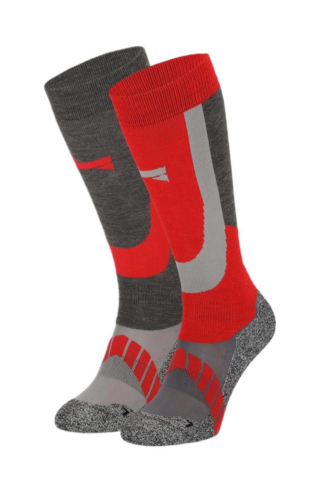 Xtreme skisokken - rood/grijs (set van 2)