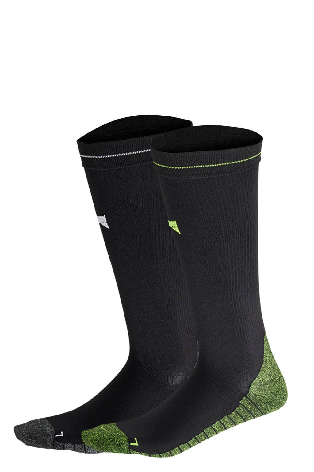 Xtreme compressie hardloopsokken - zwart/limegroen (set van 2)