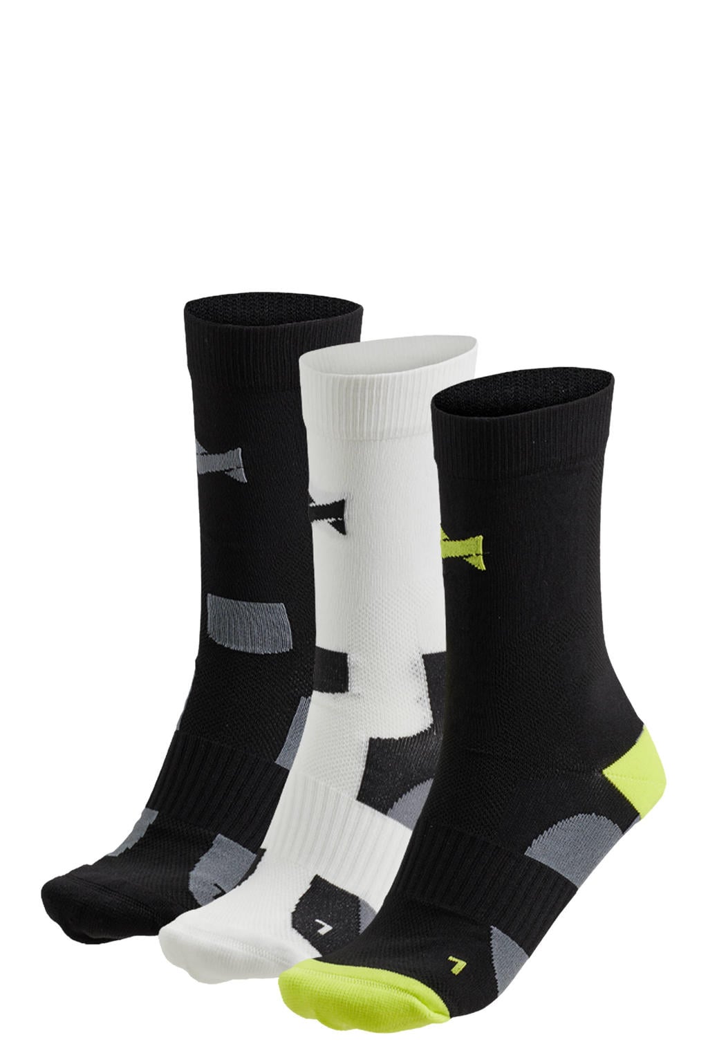 Xtreme fietssokken - zwart/wit/limegroen (set van 3)