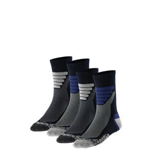 wandelsokken - zwart/blauw (set van 4)
