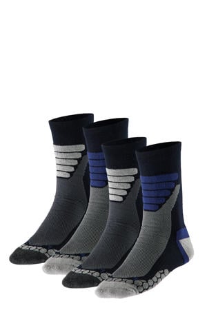 wandelsokken - zwart/blauw (set van 4)