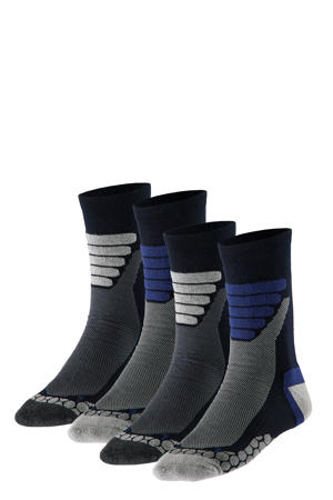 wandelsokken - zwart/blauw (set van 4)