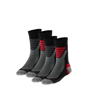 wandelsokken - zwart/rood (set van 4)