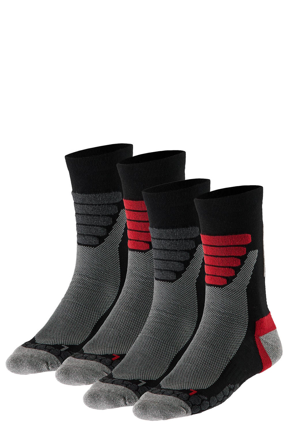 Xtreme wandelsokken - zwart/rood (set van 4)