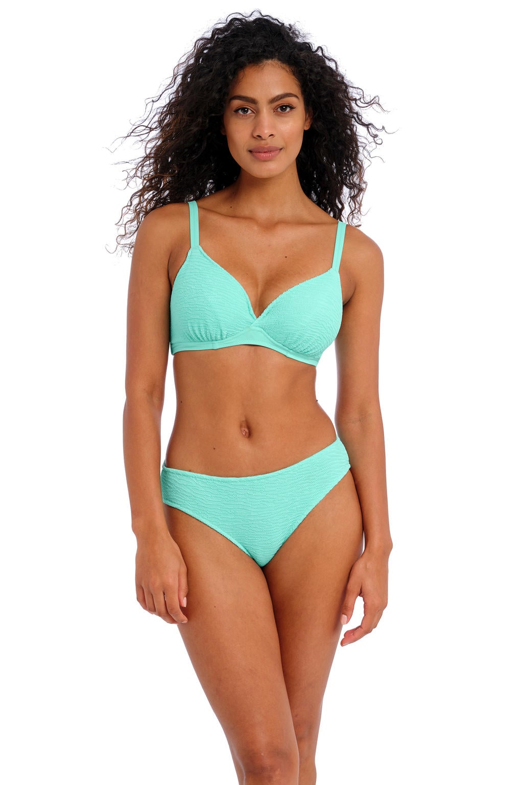 Freya bikinibroekje Ibiza Waves met textuur turquoise