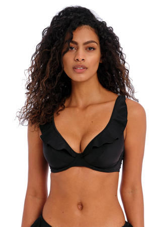 niet-voorgevormde beugel bikinitop Jewel Cove met ruches zwart