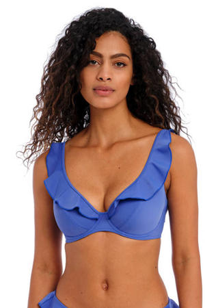 niet-voorgevormde beugel bikinitop Jewel Cove met ruches blauw