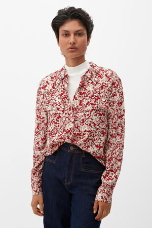 blouse met all over print rood/ecru