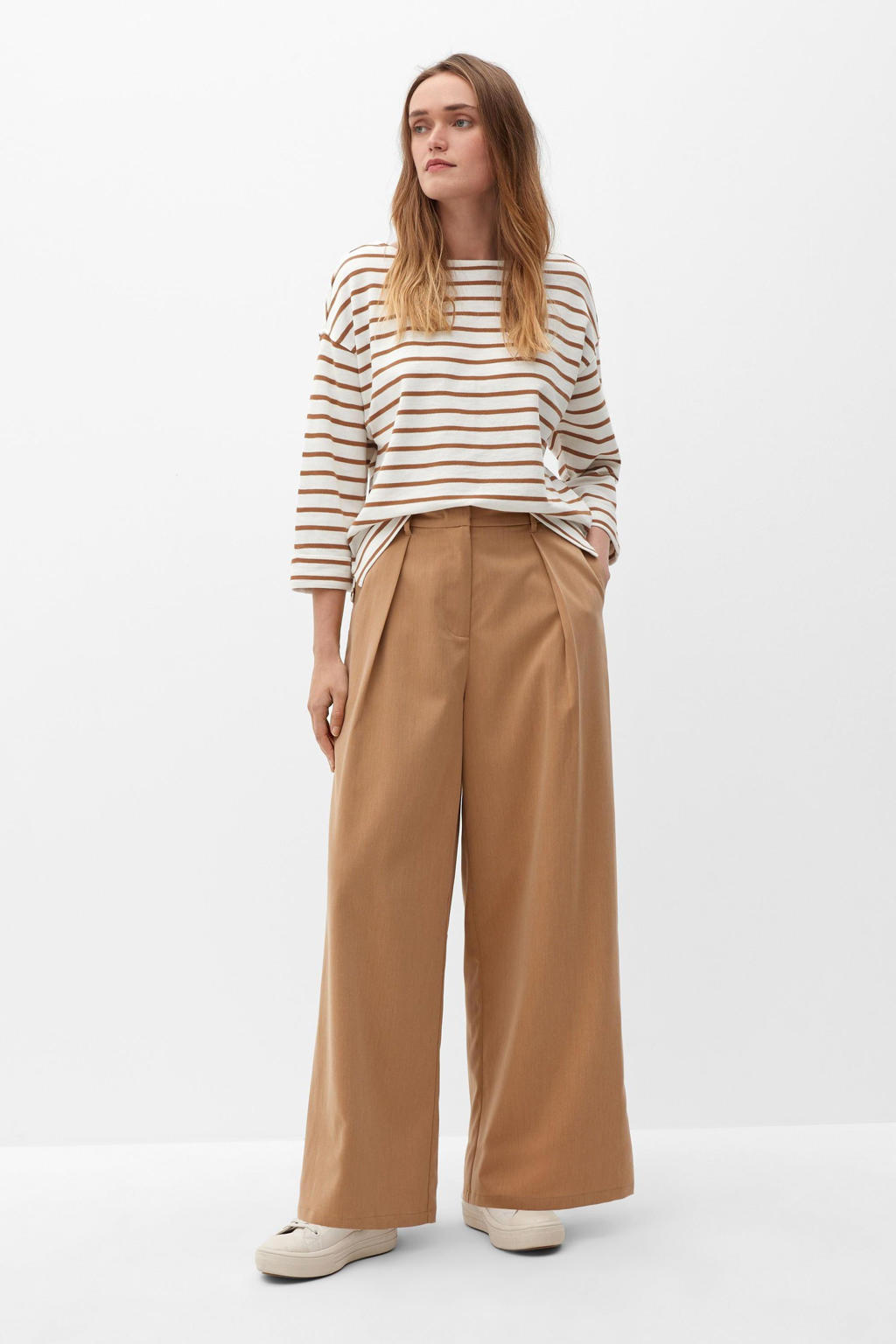 comma casual identity gestreept T-shirt ecru