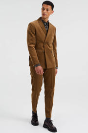 thumbnail: Bruine heren WE Fashion corduroy oversized colbert met reverskraag en knoopsluiting